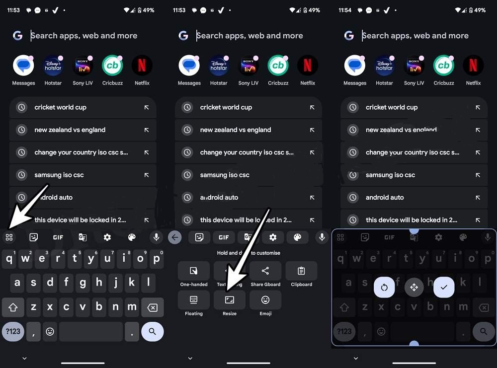 Resizing Gboard keyboard