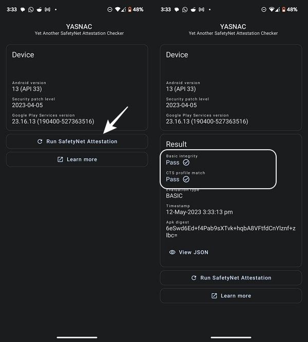 Check SafetyNet Test Results