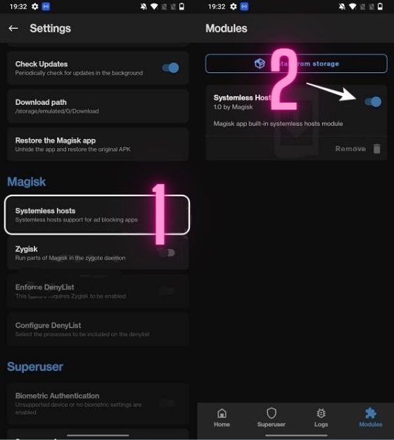 Enable Systemless Hosts