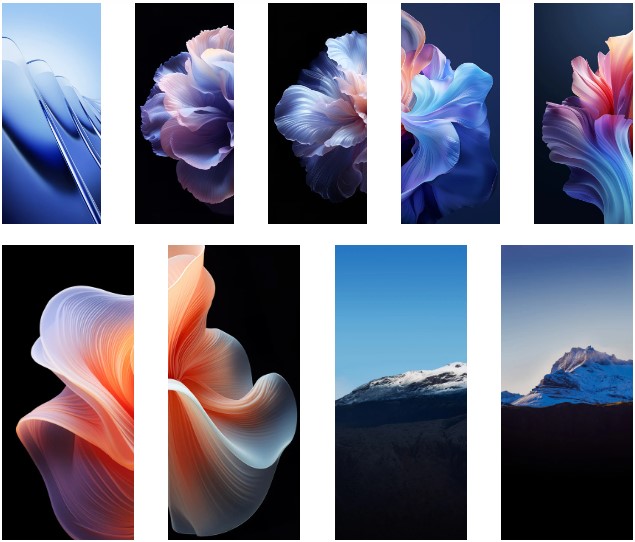 A collage of the new ColorOS 14 wallpapers