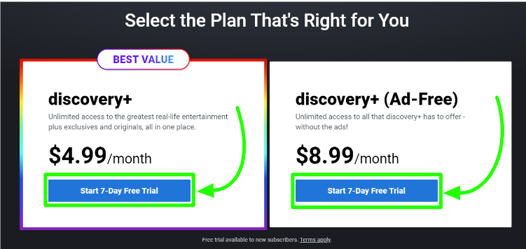 Current Discovery Plus Free Trial