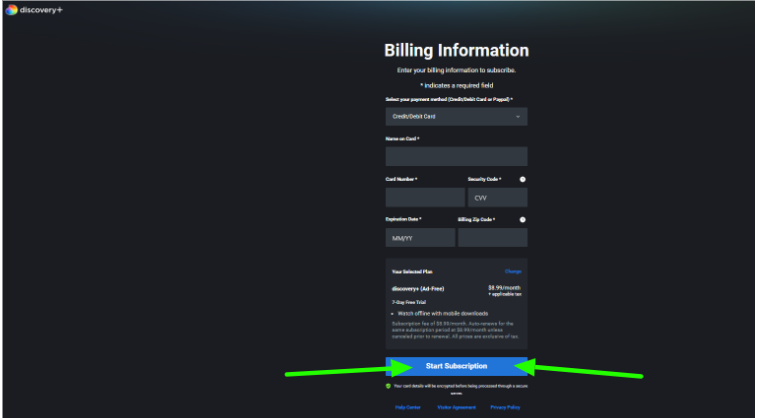 Provide Your Billing Information