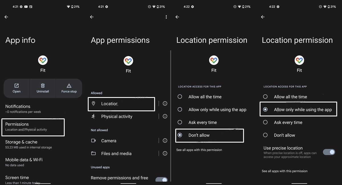 Toggle Location Permission