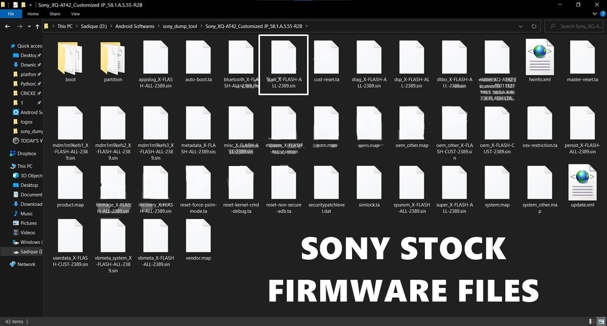 Sony boot. Sin file to receive the stock boot.img file.