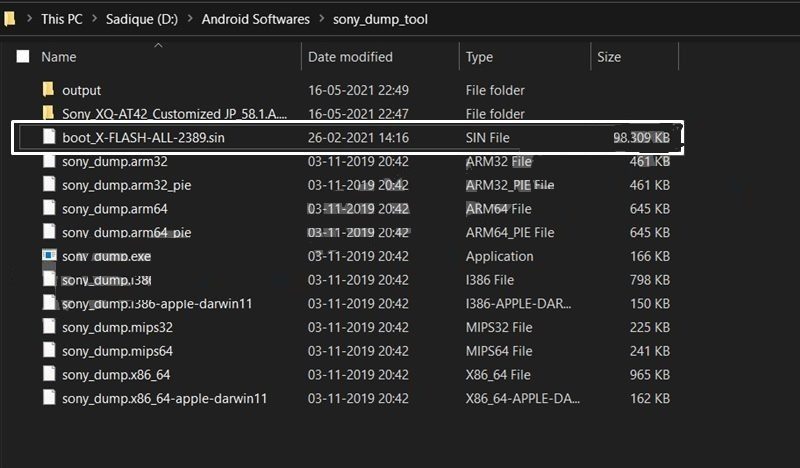 move the boot.sin file to the same folder