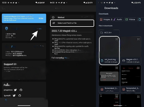 Magisk App Patching Screen