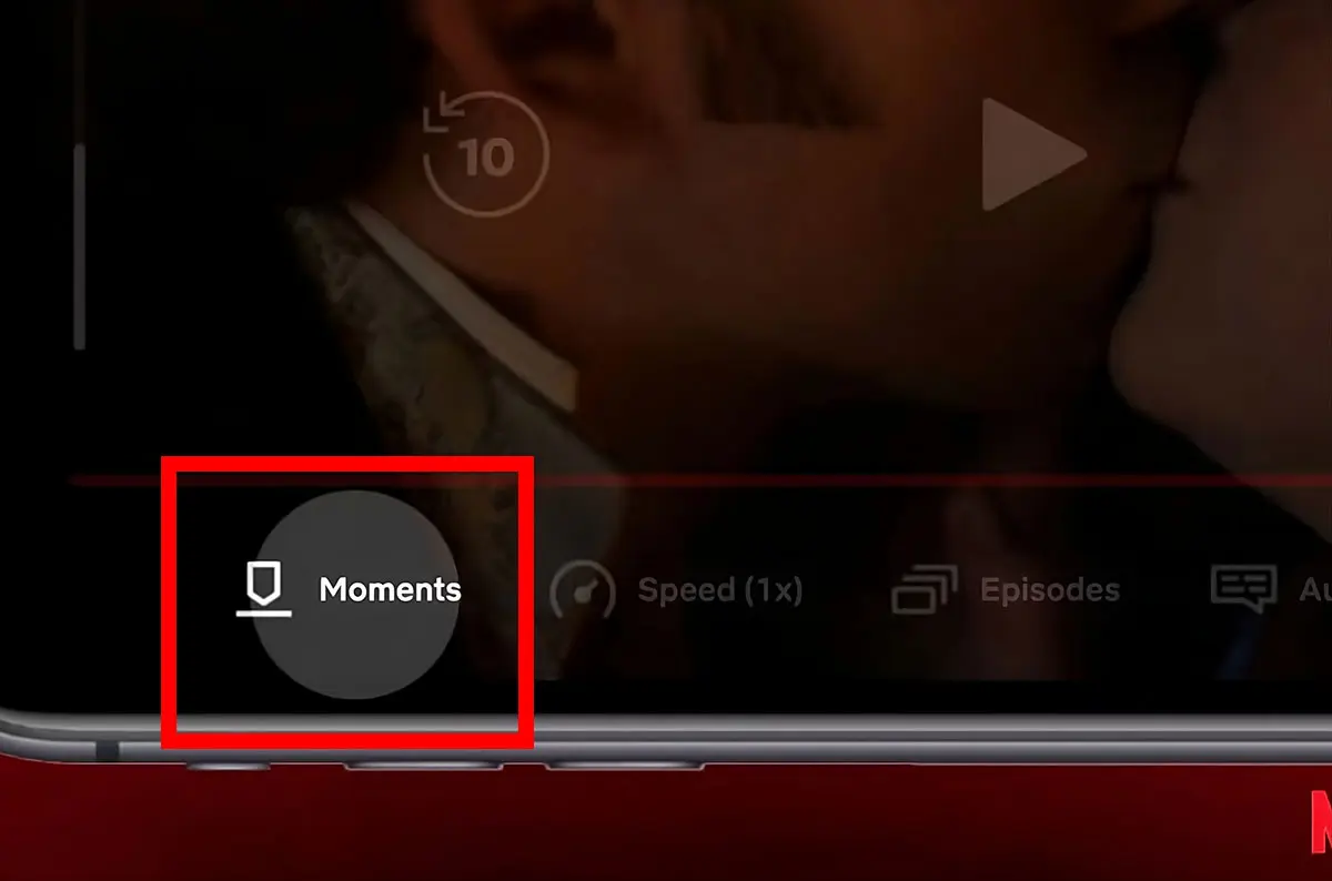 Screenshot of creating a Netflix Moments clip