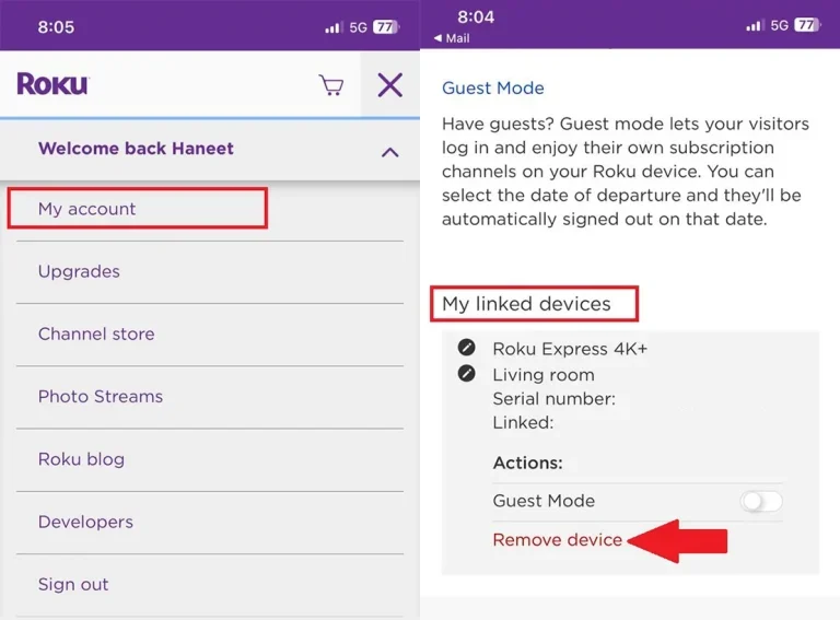 Account Dashboard and locate the Linked Devices