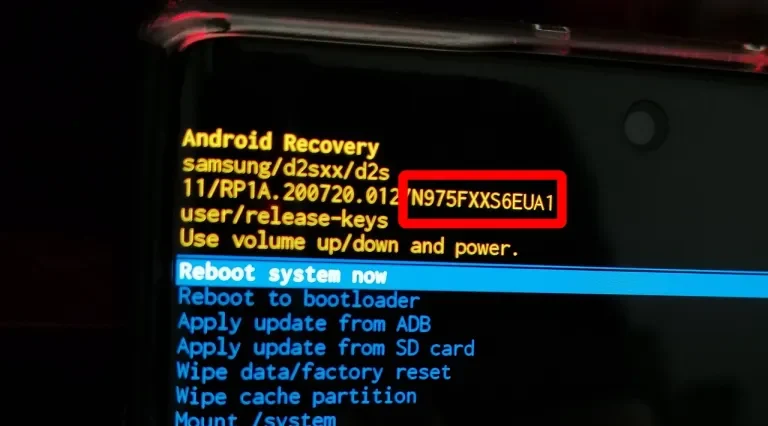 Recovery screen, you can identify the PDA or binary version